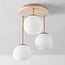 Plafonnier Carati en travertin (pierre naturelle) avec verre blanc laiteux, 3 lumières - beige
