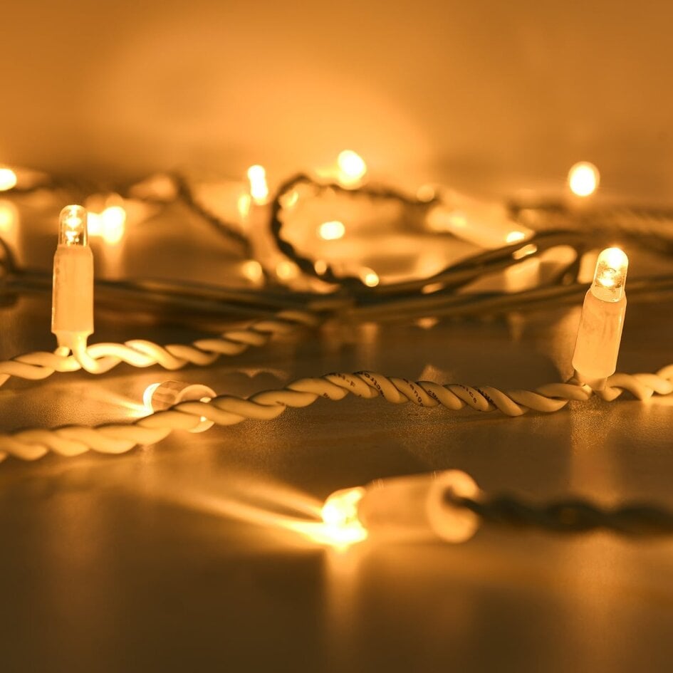Guirlande stalactite connectable | à partir de 3 mètres | 114 LED | blanc chaud | câble blanc | caoutchouc