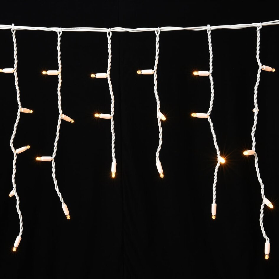 Guirlande stalactite connectable | à partir de 3 mètres | 114 LED | blanc chaud | câble blanc | caoutchouc