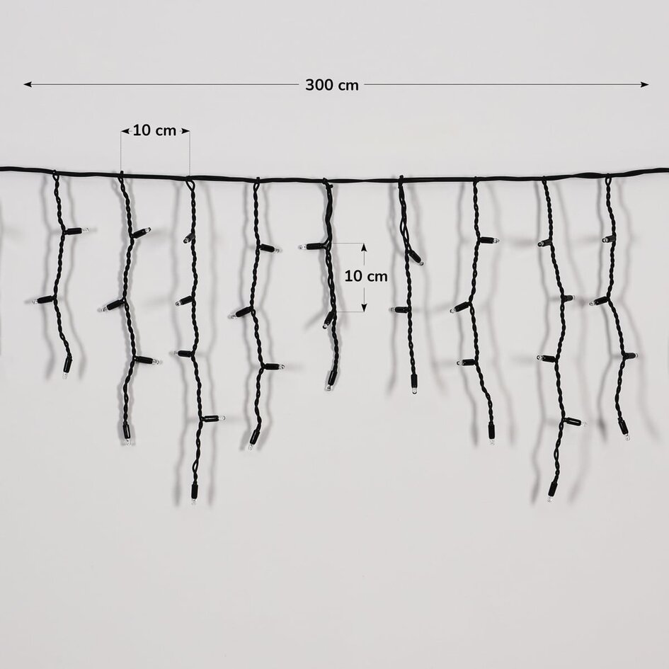 Guirlandes stalactite connectables | à partir de 3 mètres | 114 LEDs | blanc chaud avec clignotement | caoutchouc