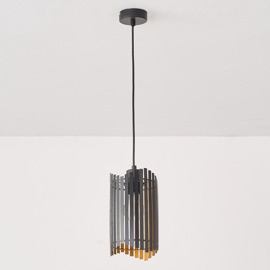 Suspension Tablon - noir au design ondulé à lamelles