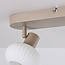 Plafonnier beige Odelle avec 2 abat-jours réglables en verre nervuré
