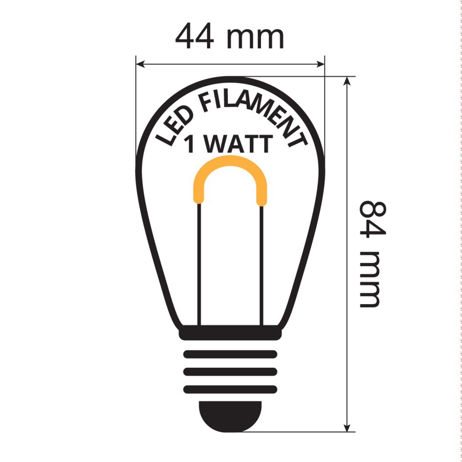 Kit guirlande guinguette avec ampoules LED en forme de U de 1 watt, à intensité variable