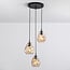 Suspension Lainas 3 lumières - noir et verre ambré