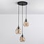 Suspension Lainas 3 lumières - noir et verre ambré