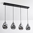 Suspension Faliste 4 lumières - noir et verre fumé