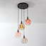 Suspension Liya 4 lumières - verre rouge, fumé, ambré et rosé