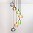 Suspension Altair 7 lumières - verre nervuré en plusieurs couleurs