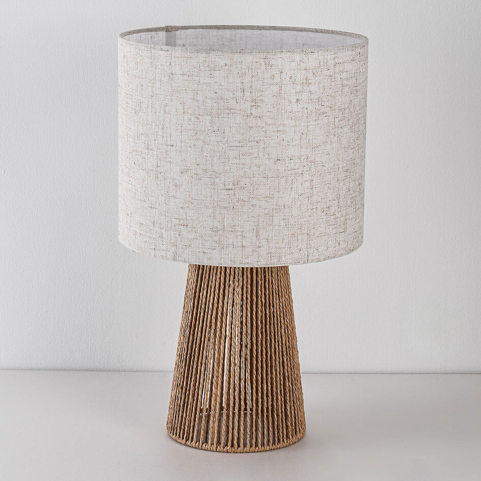 Lampe à poser Ranpu boho chic avec abat-jour en lin