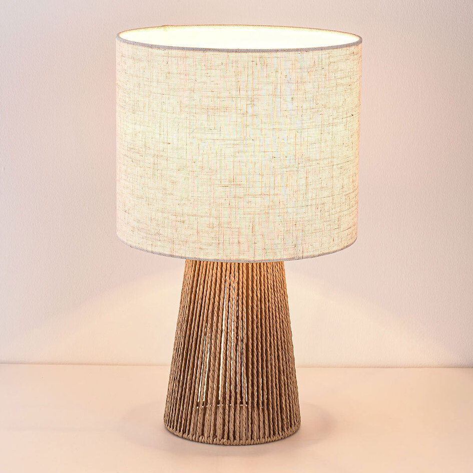 Lampe à poser Ranpu boho chic avec abat-jour en lin