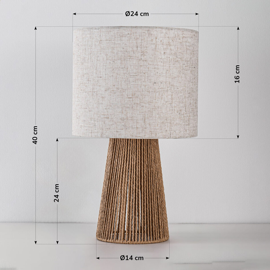Lampe à poser Ranpu boho chic avec abat-jour en lin