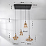 Suspension rétro 4 lumières Maracas - noir et verre ambré
