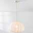 Suspension Japandi Ecruva - abat-jour rond en tissu beige clair Ø50 cm