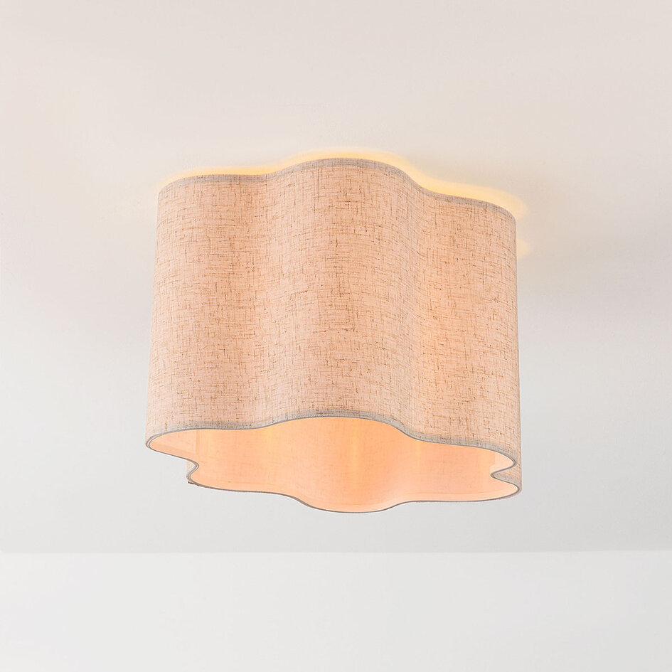 Plafonnier Hiru Ø40 cm - beige et abat-jour en lin