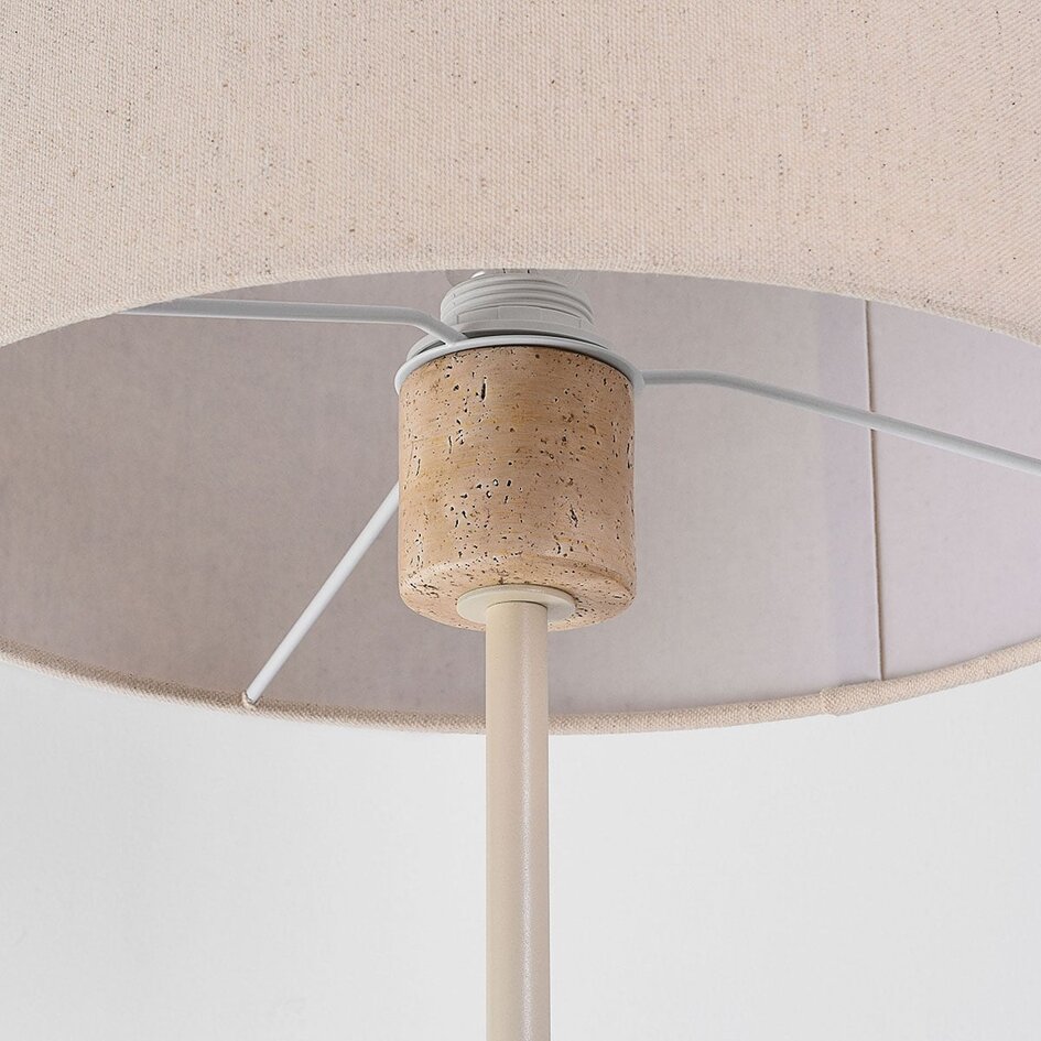Lampadaire Auras avec abat-jour en lin et effet travertin - beige