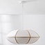 Suspension Ovala Ø60 cm - abat-jour en lin beige aux accents bruns