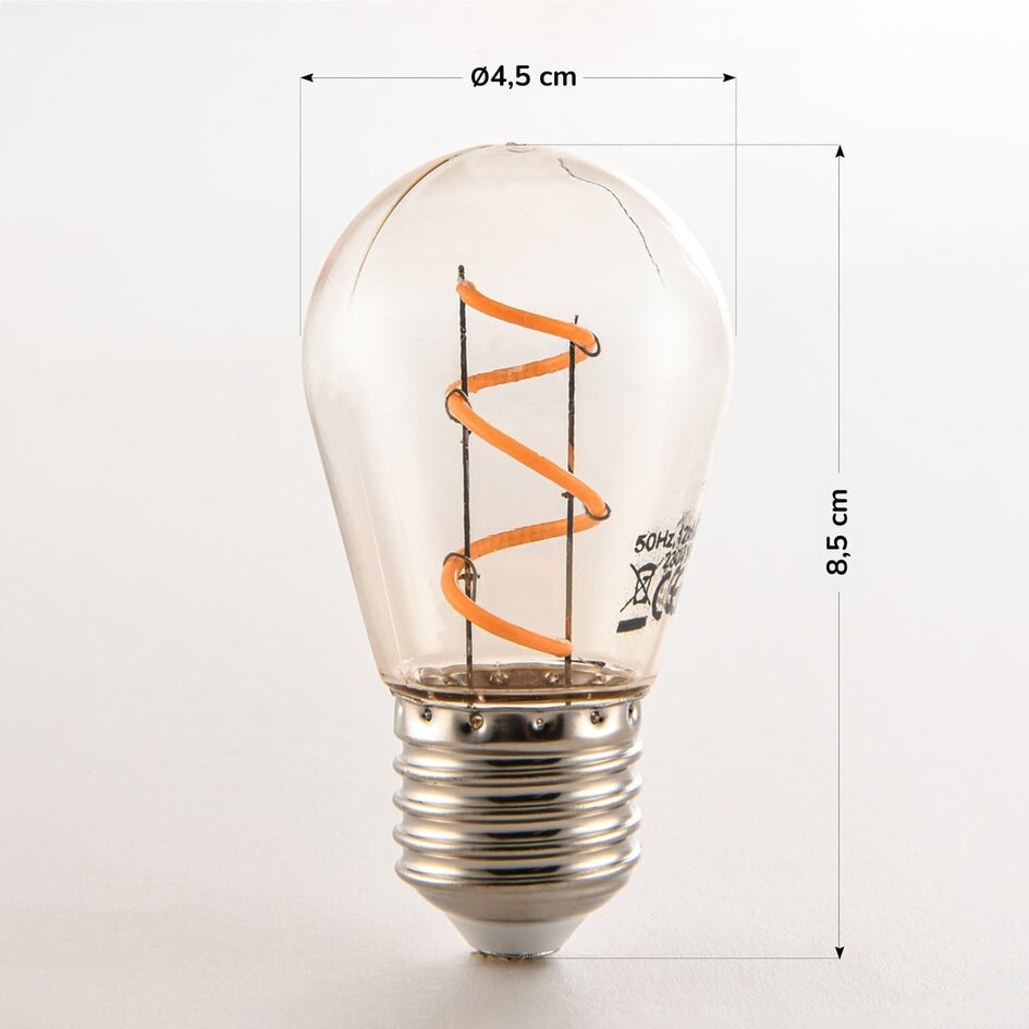 Kit guirlande guinguette avec ampoules LED spirale de 3 watts Ø45, option dimmable