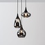 Suspension Loua 3 lumières - noir, verre fumé et effet miroir