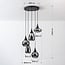Suspension 5 lumières Loua - noir et verre fumé