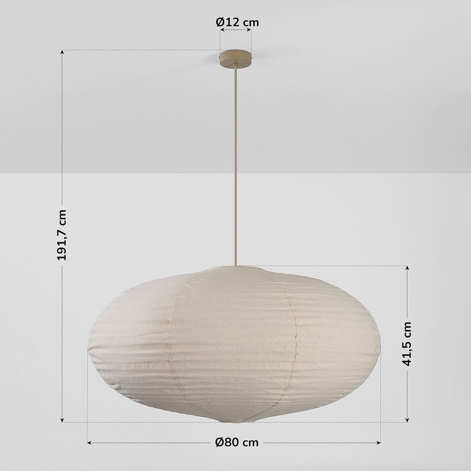 Suspension Sikara avec abat-jour en lin naturel- Ø80
