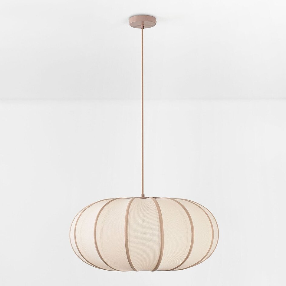 Suspension Stefina avec abat-jour en tissu - beige et taupe