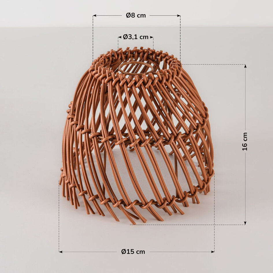 Abat-jour pour guirlande guinguette aspect rotin couleur bois foncé