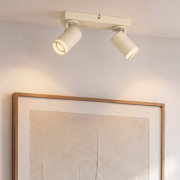 Spot de plafond Dotto avec 2 spots orientables en blanc perle