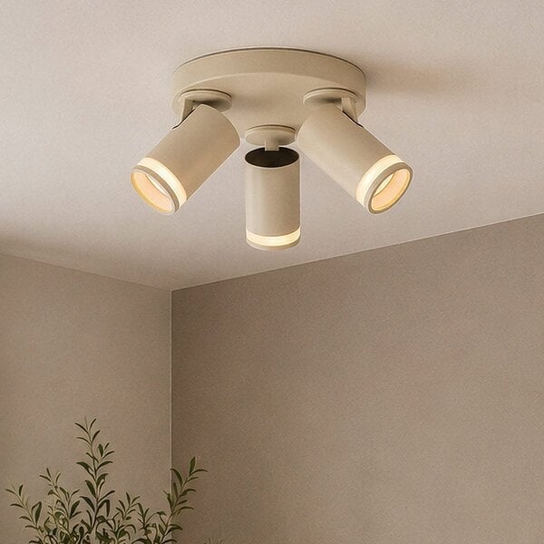Spot de plafond à 3 lumières Focalo avec spots orientables en blanc perle