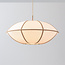 Suspension Ovala Ø60 cm - abat-jour en lin beige aux accents bruns