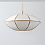 Suspension Ovala Ø60 cm - abat-jour en lin beige aux accents bruns