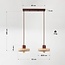 Suspension Japandi Florinda avec travertin (pierre naturelle) et bois, 2 lumières