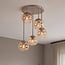 Plafonnier Carato avec 5 globes en verre ambré - beige