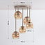 Plafonnier Carato avec 5 globes en verre ambré - beige