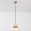 Suspension Yuki avec travertin et verre blanc laiteux - beige
