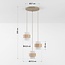 Suspension Sani avec 3 abat-jours en travertin et verre blanc laiteux - beige