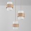 Suspension Sani avec 3 abat-jours en travertin et verre blanc laiteux - beige