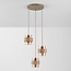 Suspension Sani avec 3 abat-jours en travertin et verre ambré - beige