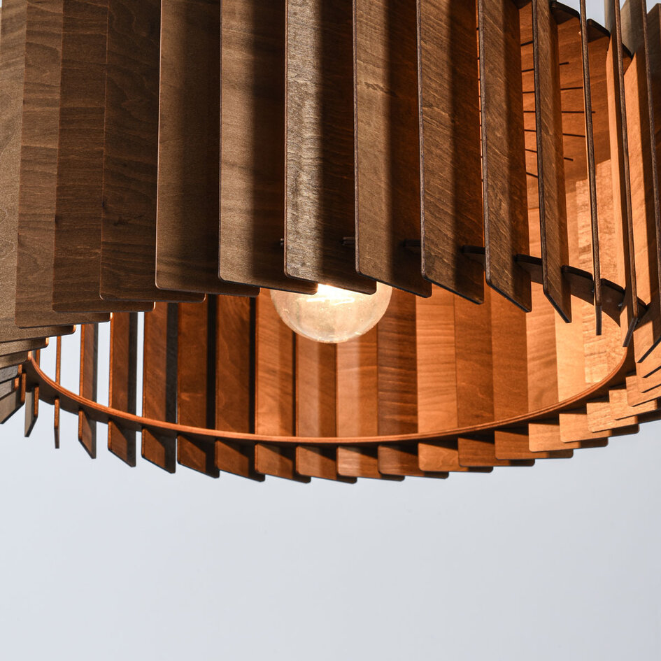 Suspension Vyra avec abat-jour en bois - noyer
