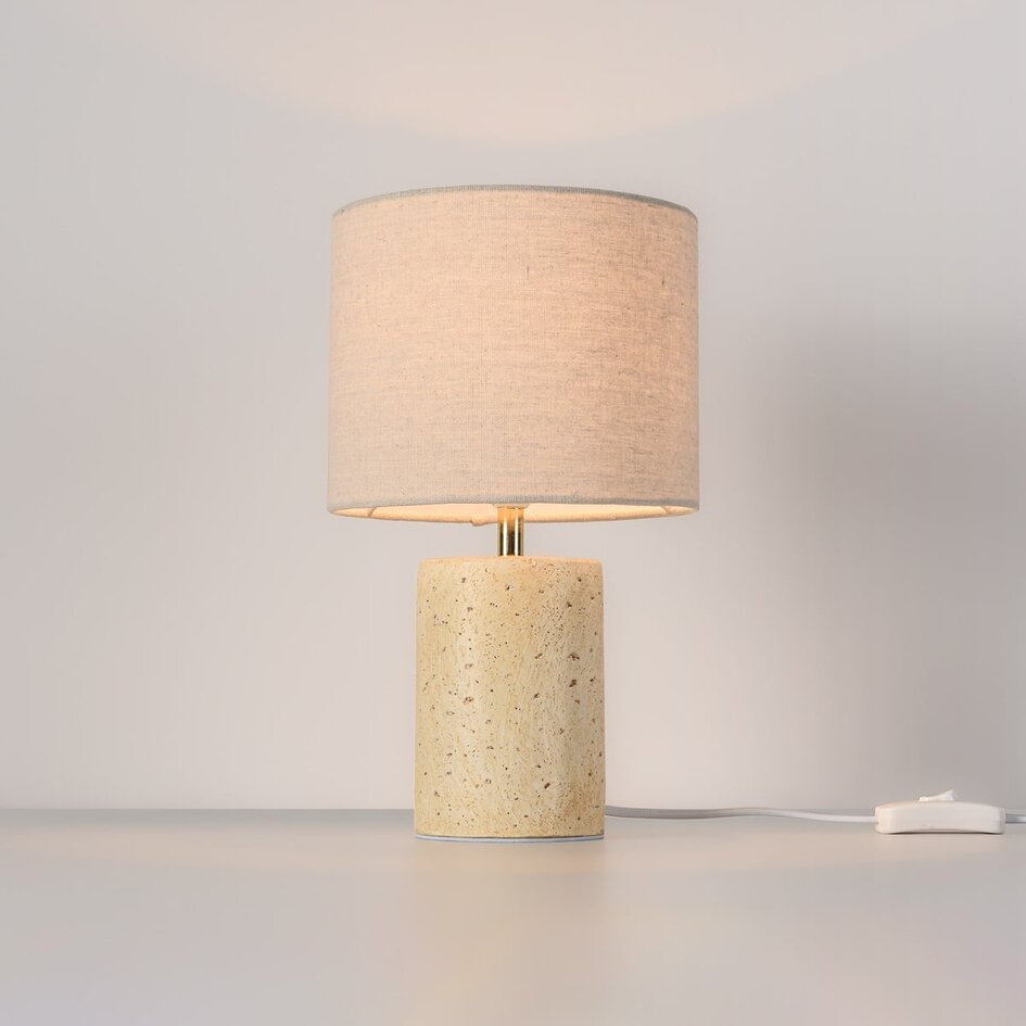 Lampe de table Marisol à pied en céramique et abat-jour en tissu