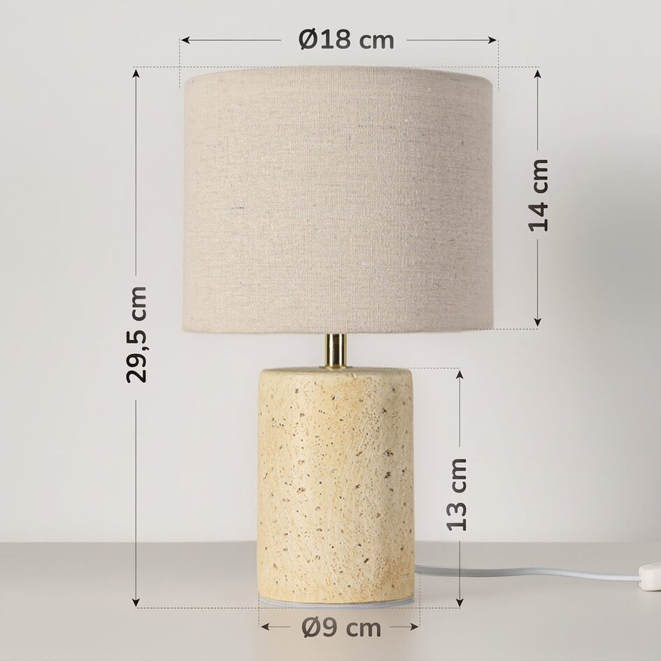 Lampe de table Marisol à pied en céramique et abat-jour en tissu