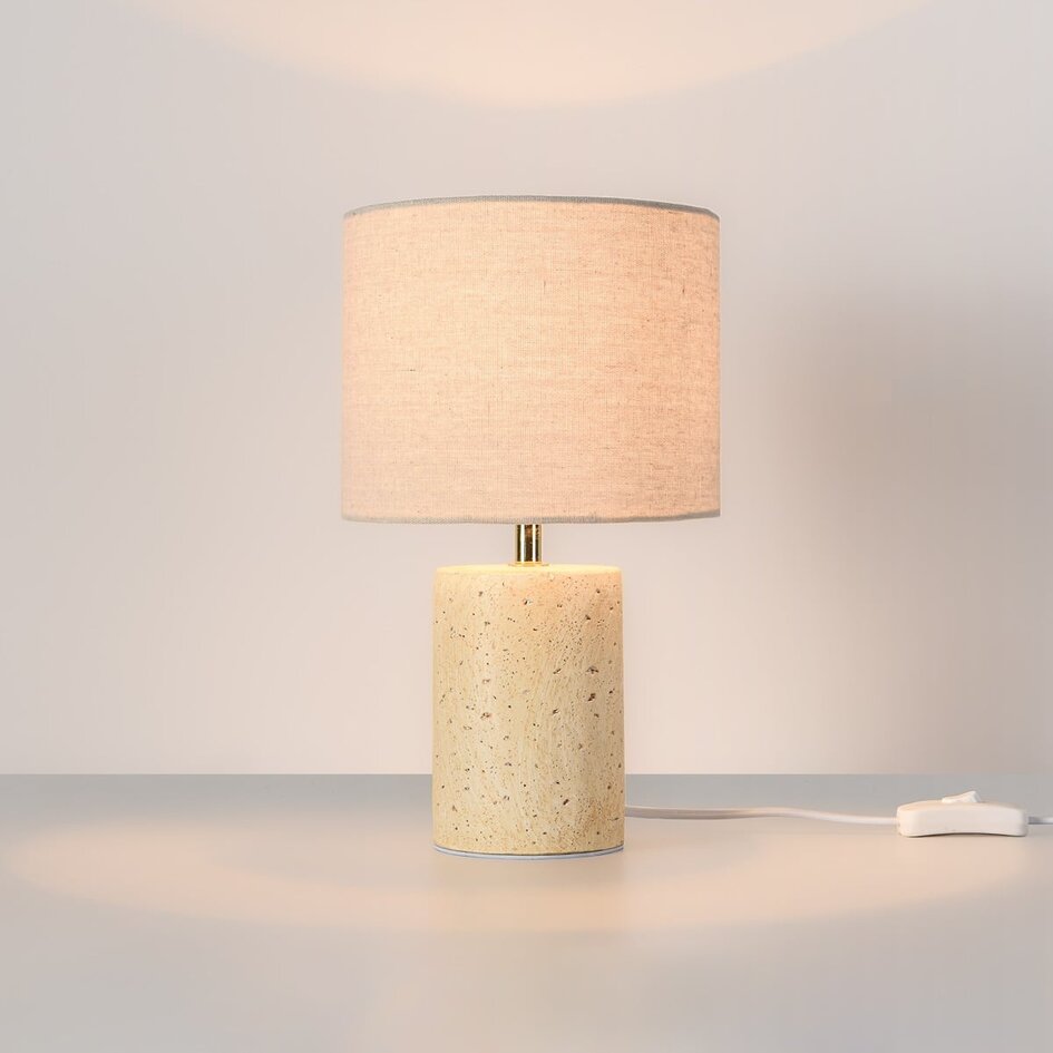Lampe de table Marisol à pied en céramique et abat-jour en tissu