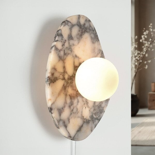 Applique murale Katrice avec marbre Bulgari et boule en verre