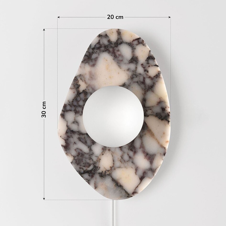 Applique murale Katrice avec marbre Bulgari et boule en verre