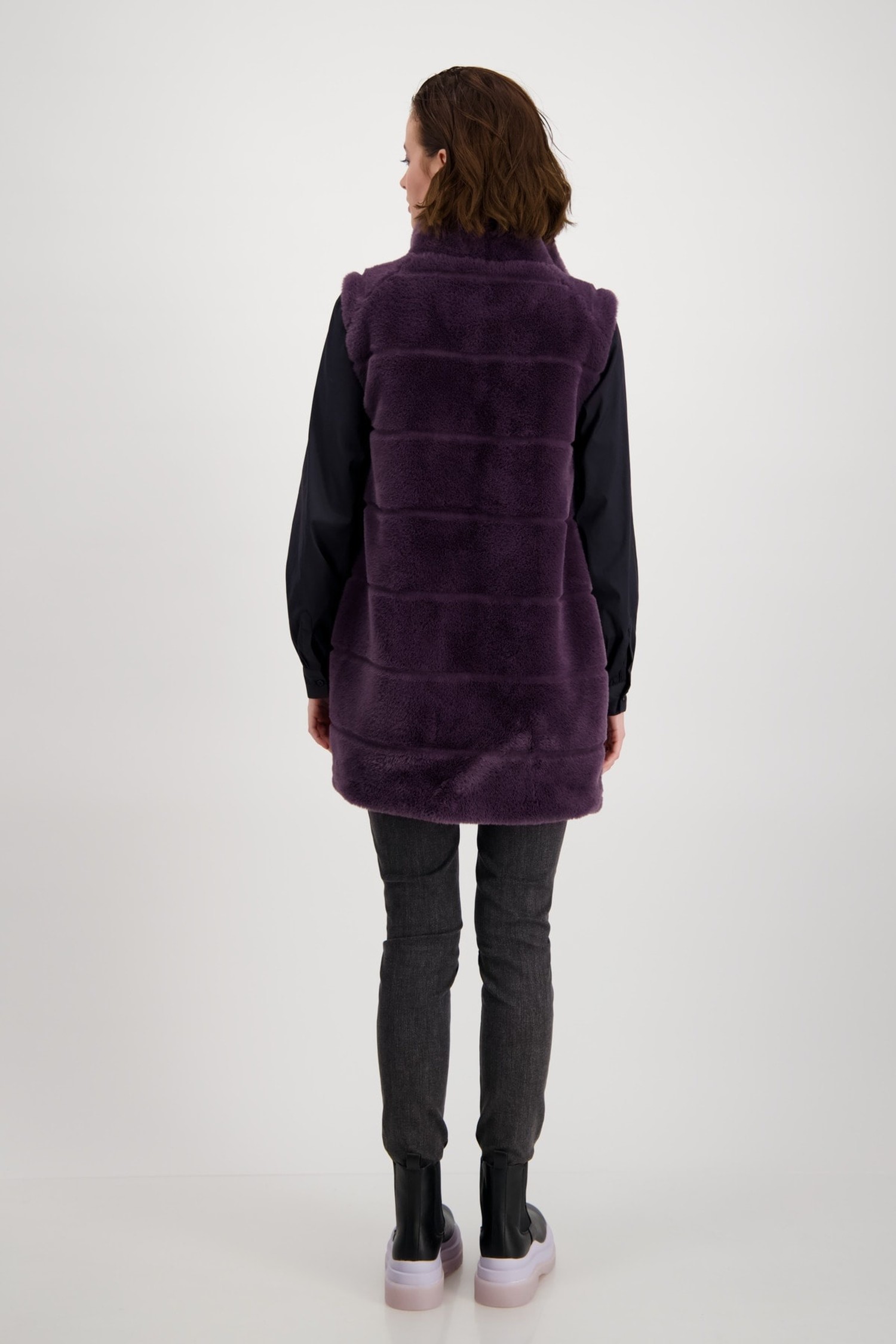 Vier Lucky Celsius 806415 - Lang vest van imitatiebont met opstaande kraag - lilac - Mode  Galerie