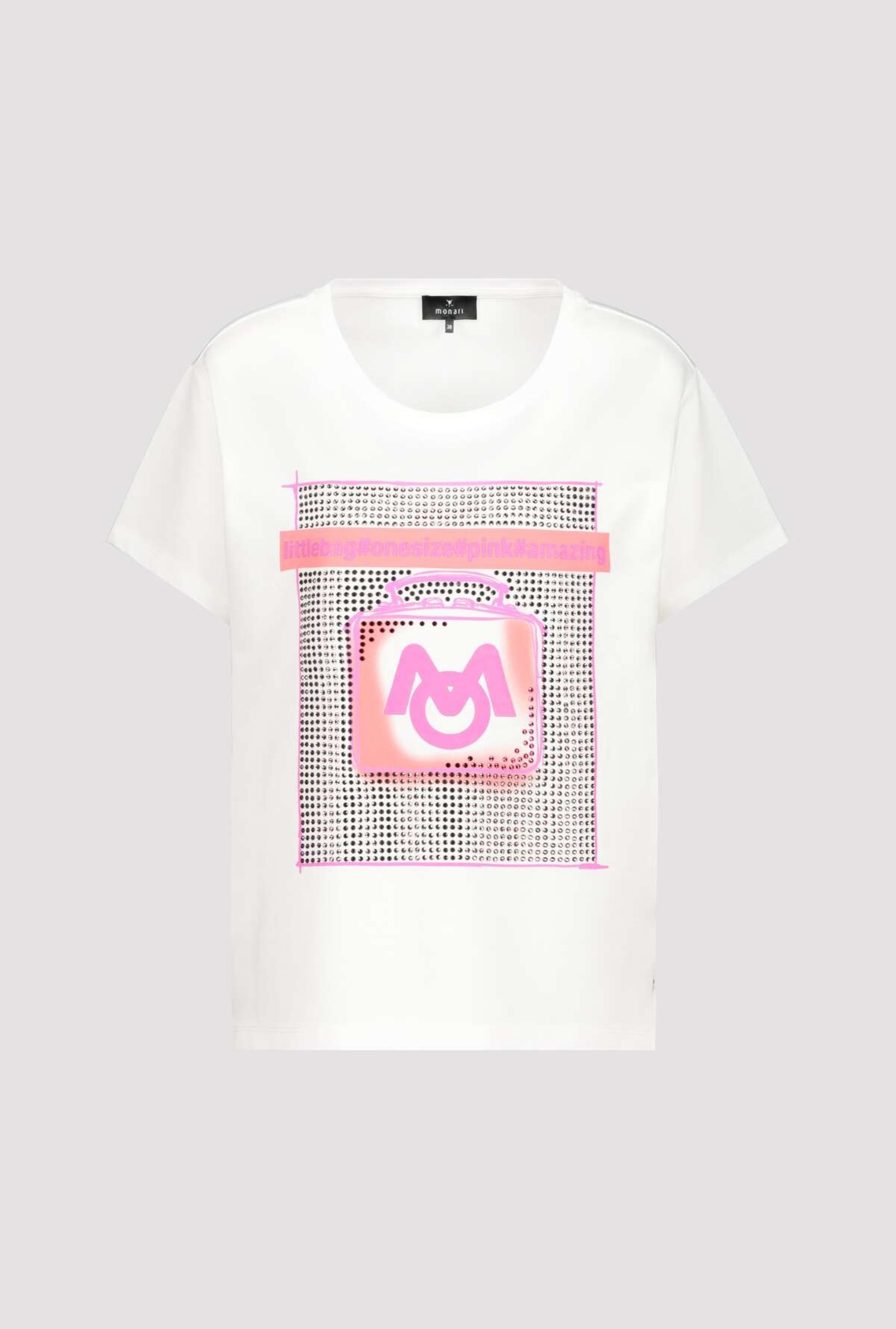 407431 - Shirt met flacon-print, halflange mouwen en 3D-letters - off-white  - Mode Galerie