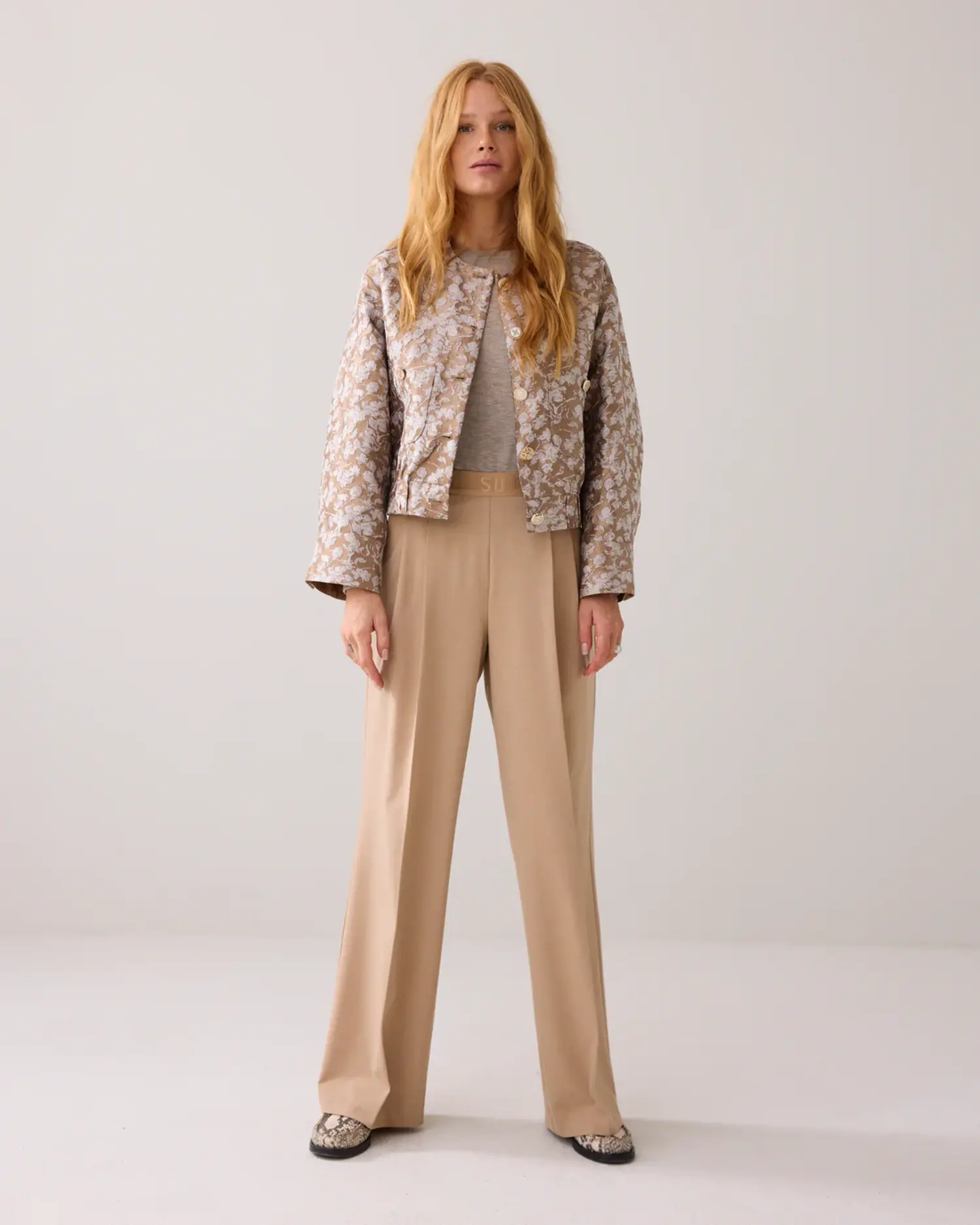 1s1205-12293 - Jacket bomber Leaves jaquard - Alpaca - Mode Galerie