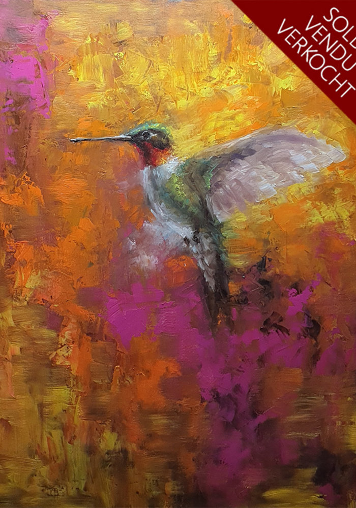 Oil Painting Humming bird made by Isabel