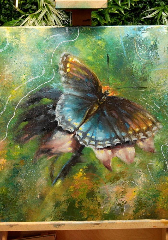 Handgemaakt Olie Schilderij Vlinder