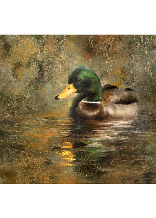 Duck in water  60  x  60  cm