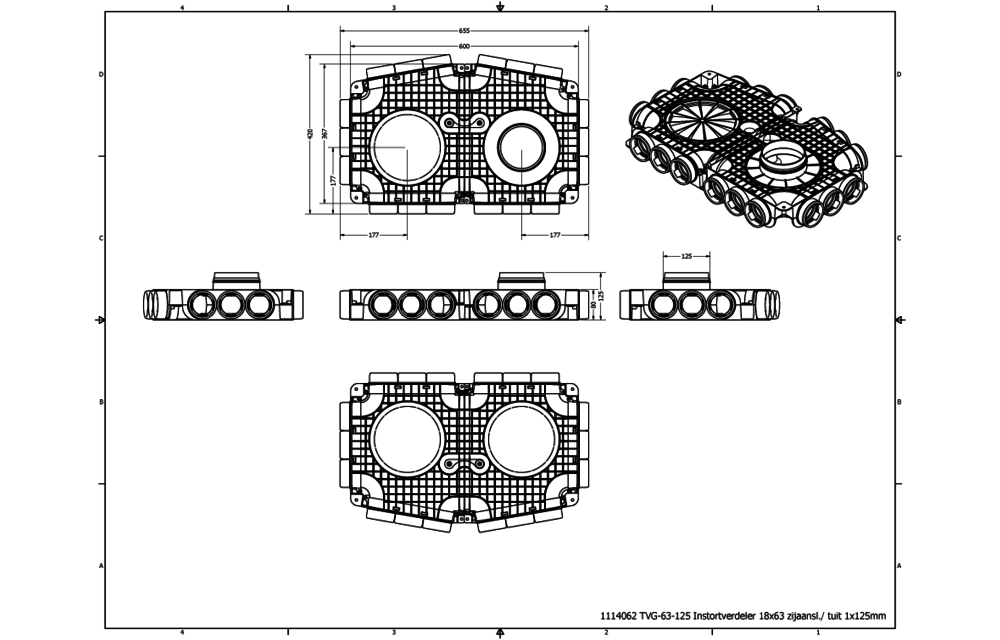 Vent-Axia Uniflexplus ventilatie hoofdverdeelbox 18x Ø63mm met tuit
